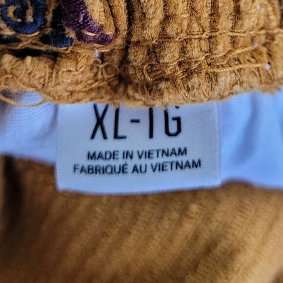 BDG Zaria Embroidered Corduroy Snail Brown Pull-On Pant size XL - Picture 6 of 16